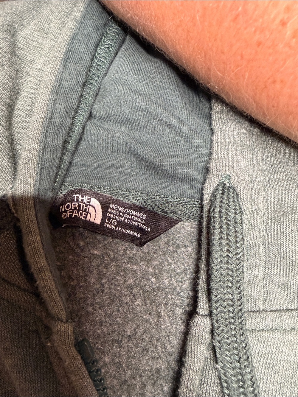 The North Face Slate Green Hooded Zip-Up Sweatshirt - Picture 2 of 3